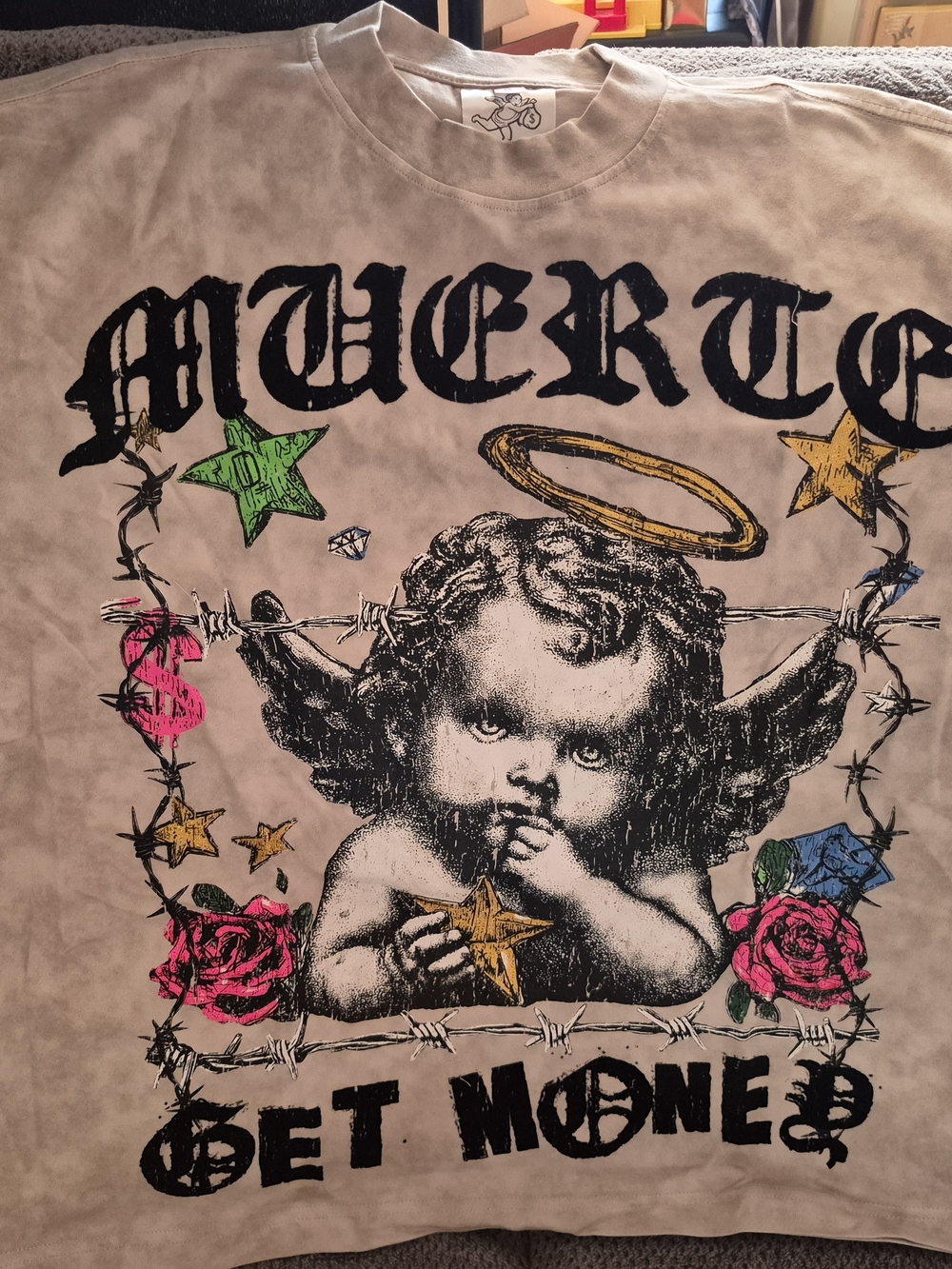 Hasta Muerte Get Money Acid Wash T-Shirt Size Medium